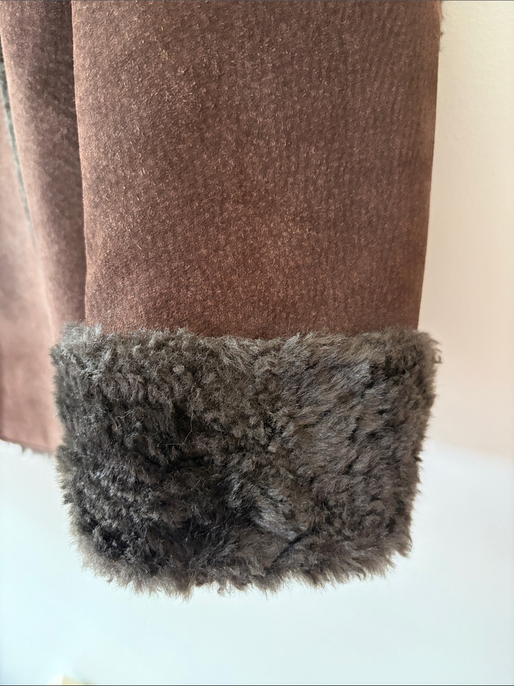 Vintage Giacca Leather Coat Faux Shearling Detail Medium Brown Penny Lane - Picture 4 of 13